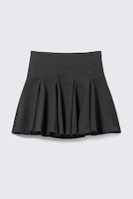 Dark Grey - Low Rise Flared Knee-Length Suiting Skirt - 3