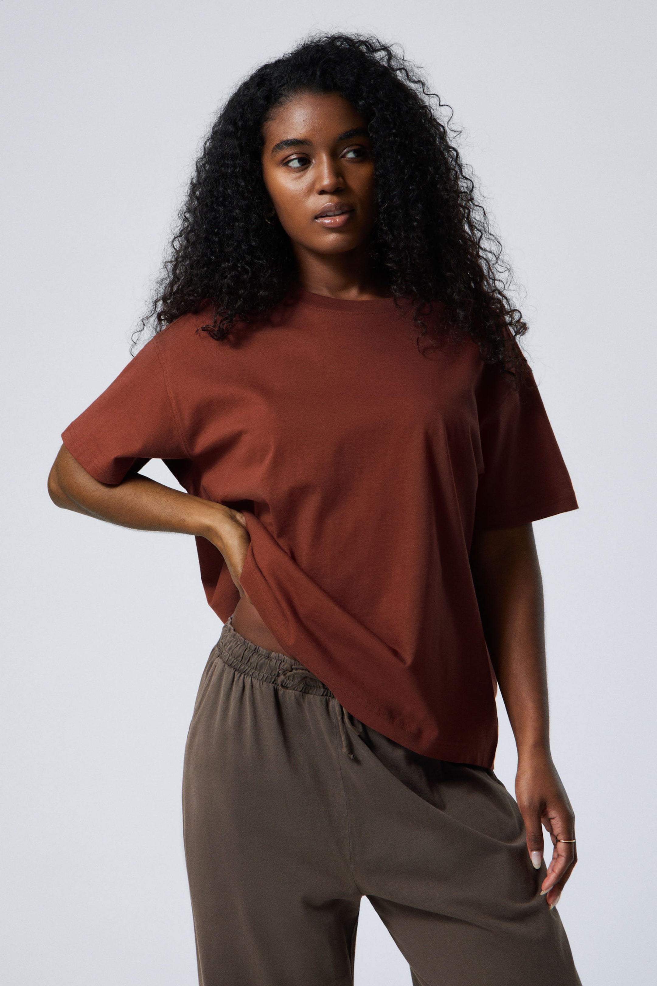 Rust - Relaxed Boxy Cotton T-shirt - 1