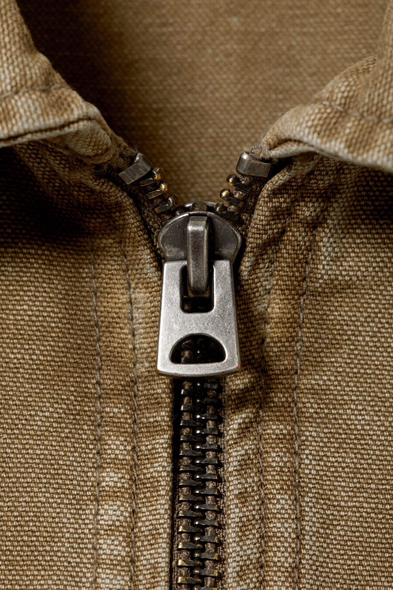 Chaqueta de lona de algodón lavado con cremallera - Topo lavado/Negro lavado - 2