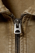 Graubraun gewaschen - Zip-Jacke aus verwaschenem Baumwoll-Canvas - 1