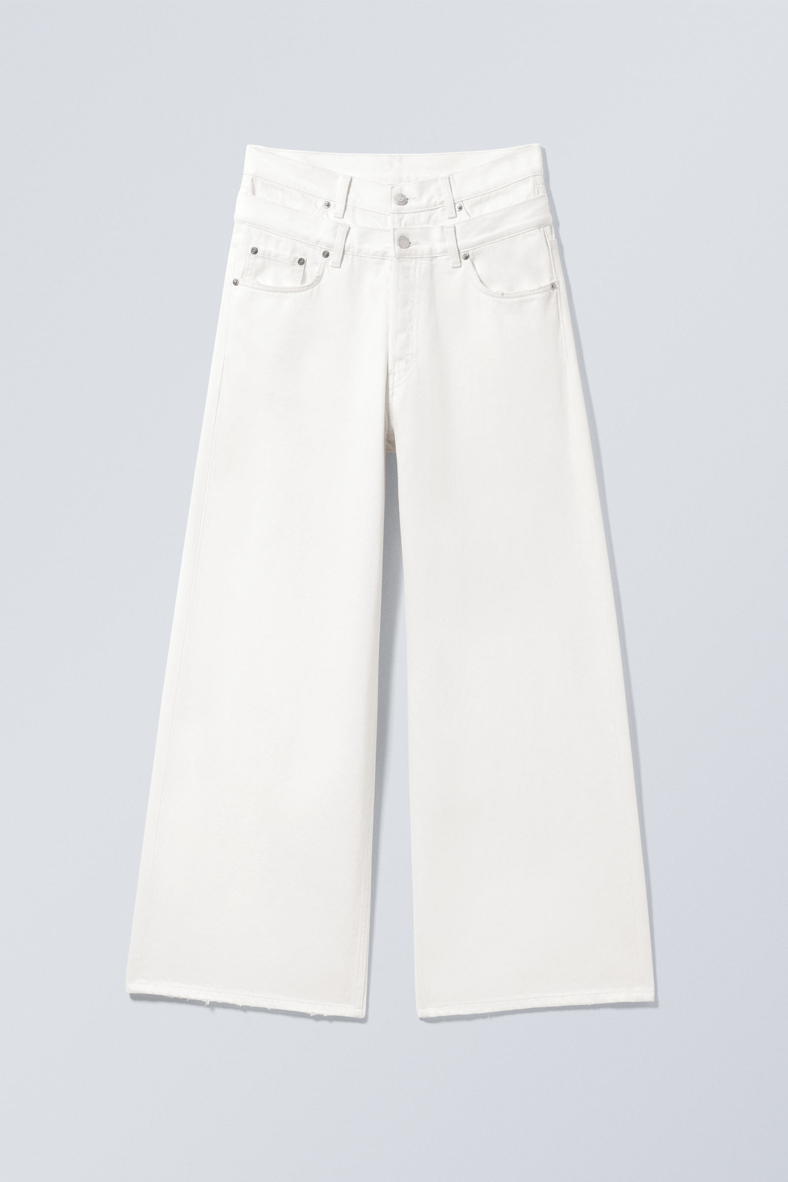 dual high waisted loose wide leg jeans - White | Weekday EU