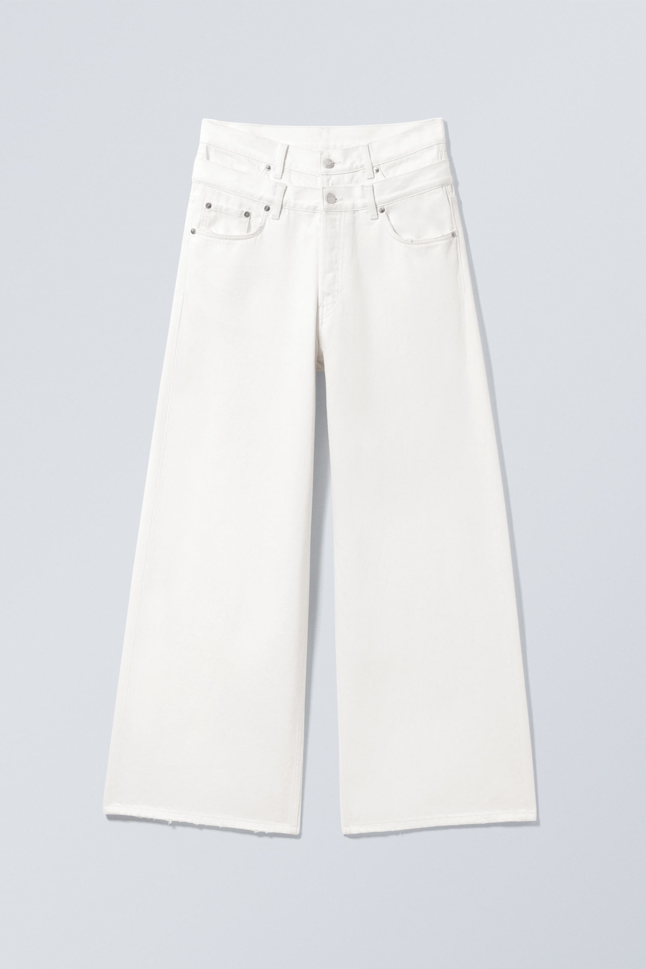 White - Dual High Waisted Loose Wide Leg Jeans - 6