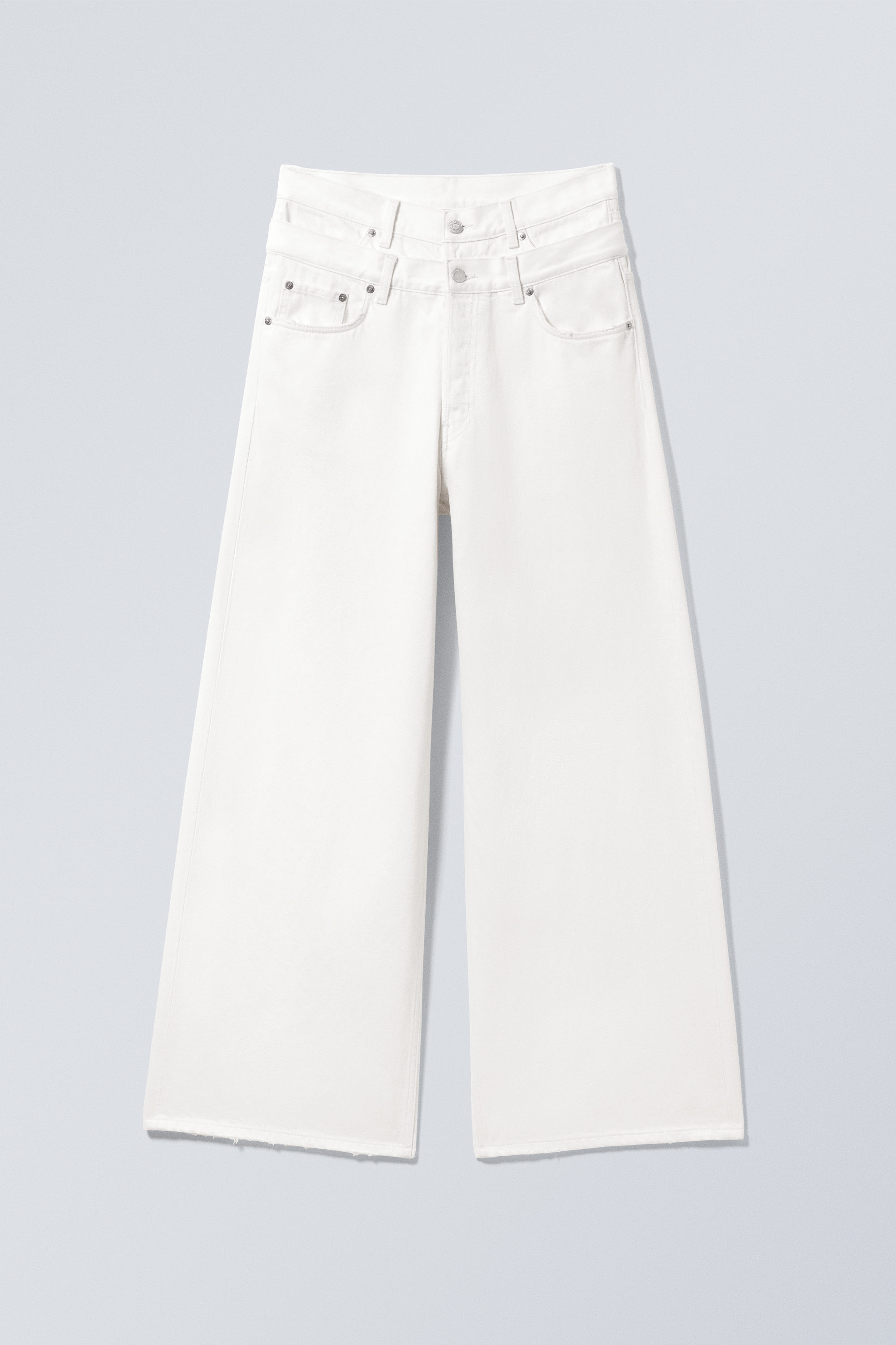 dual high waisted loose wide leg jeans - White | Weekday WW