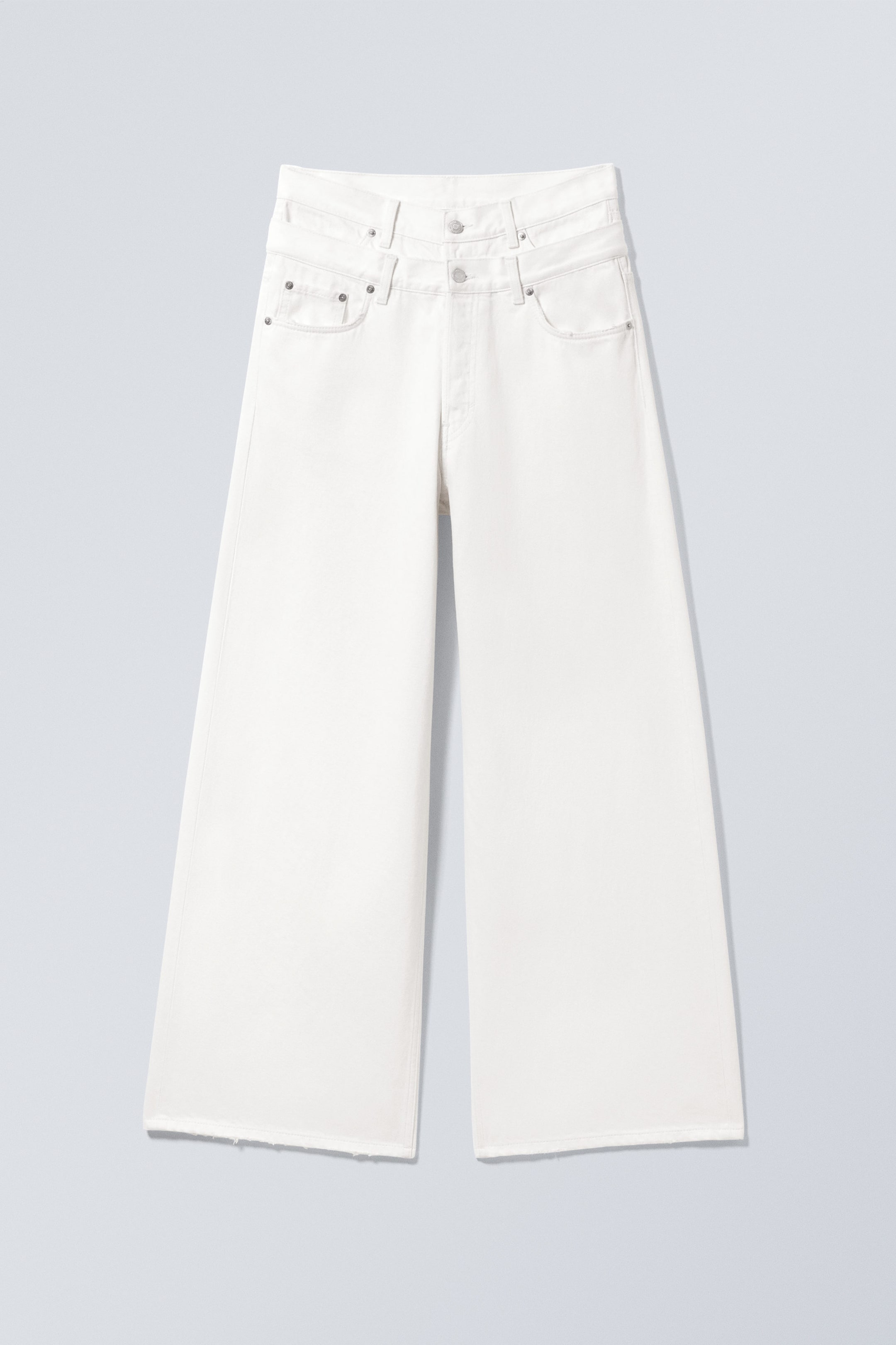 White - Dual High Waisted Loose Wide Leg Jeans - 1