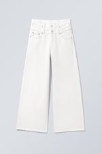 White - Dual High Waisted Loose Wide Leg Jeans - 0
