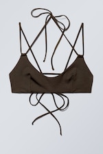 Dark Brown - Strappy Tie-Back Bikini Top - 0