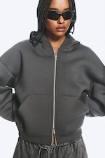 Dark Grey - Oversized Scuba Zip-Hoodie - 0