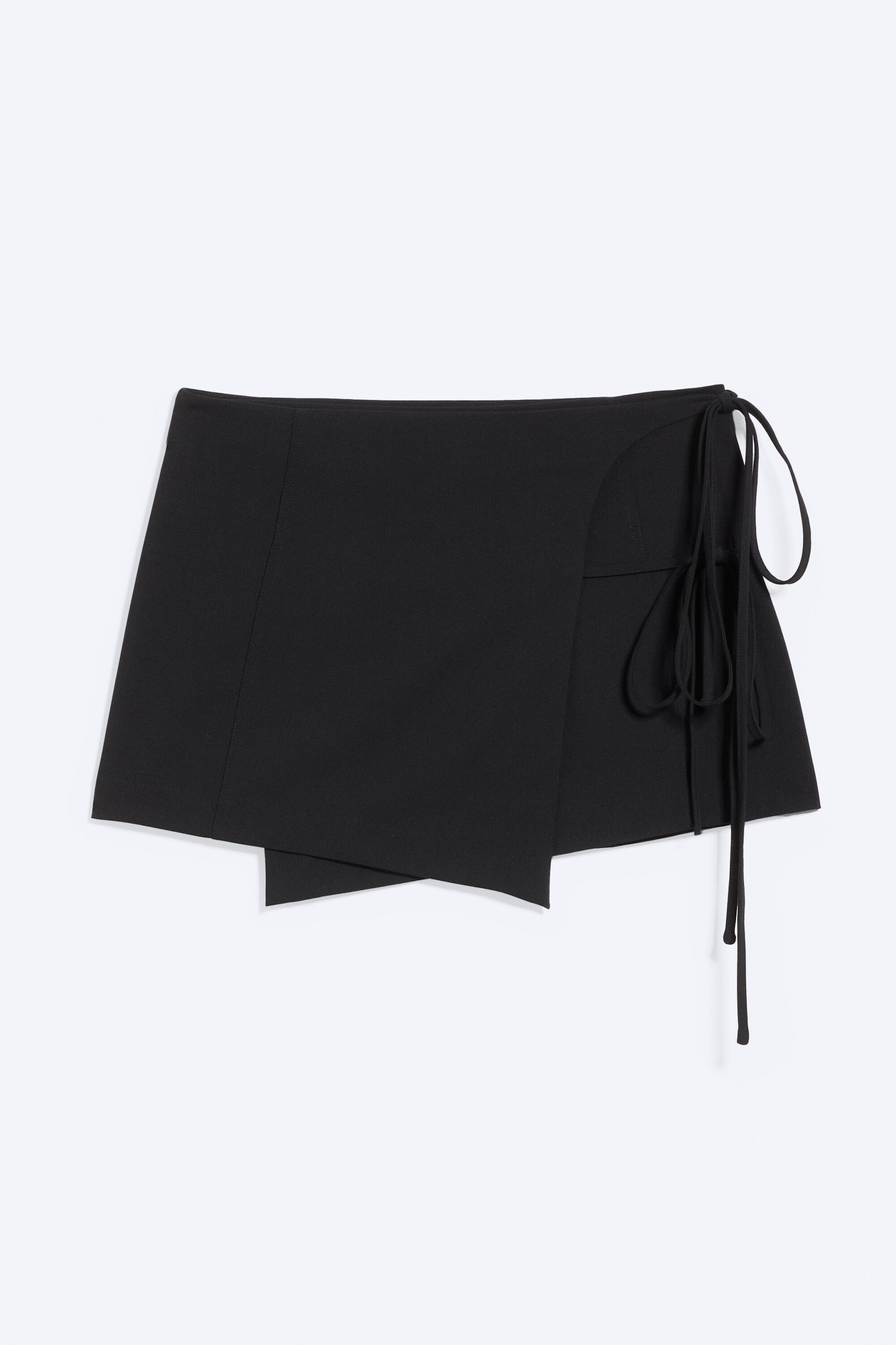 Black - Strappy Mini Wrap Skirt - 3