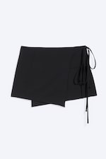 Black - Strappy Mini Wrap Skirt - 3