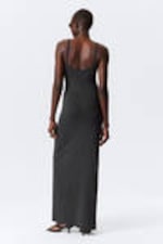 Off-black - Smooth Strap Maxi Dress - 2
