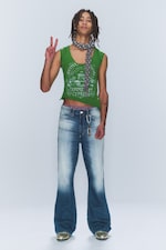 Whiped Blue - Boo Bootleg Low Waist Regular Bootcut Jeans - 0