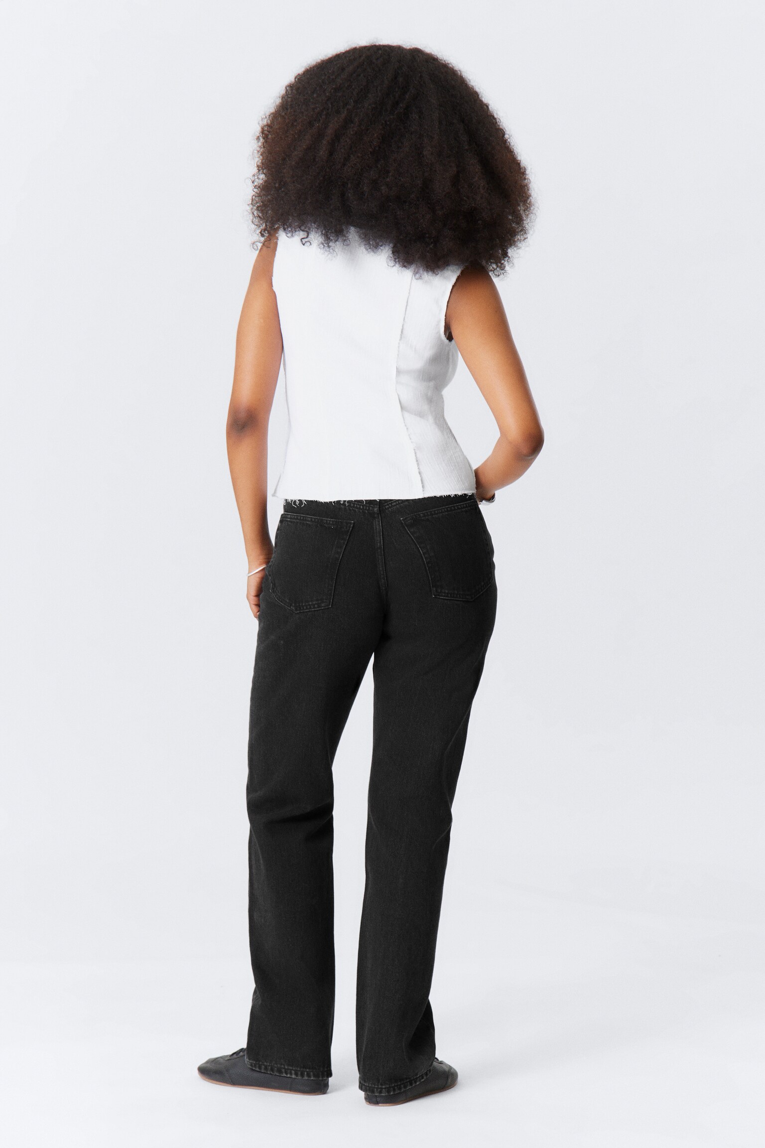 Square Neck Twill Corset Top - White/Dark Mole - 6
