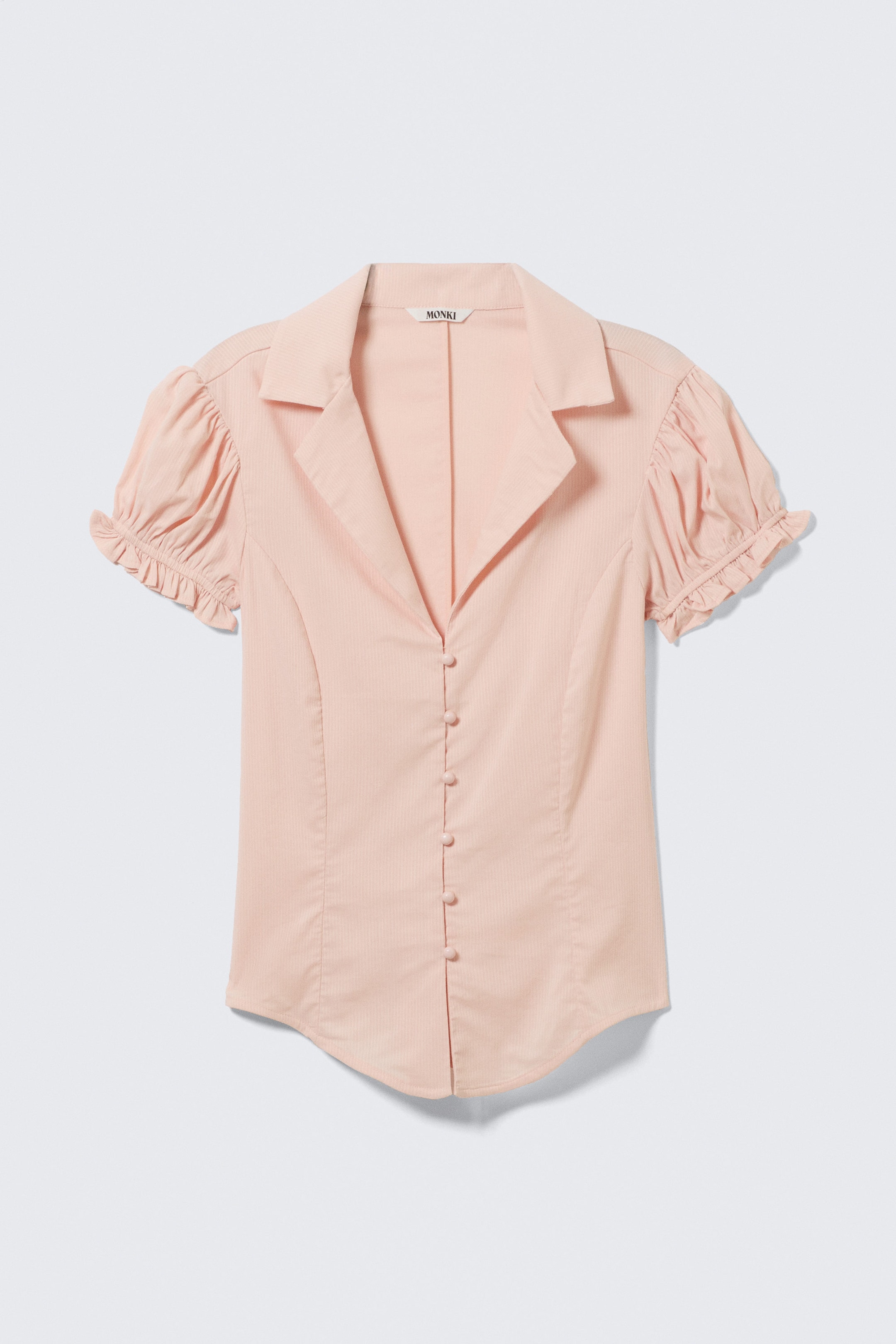 Striped Peachy Pink - Fitted Short-Sleeved Resort Shirt - 4