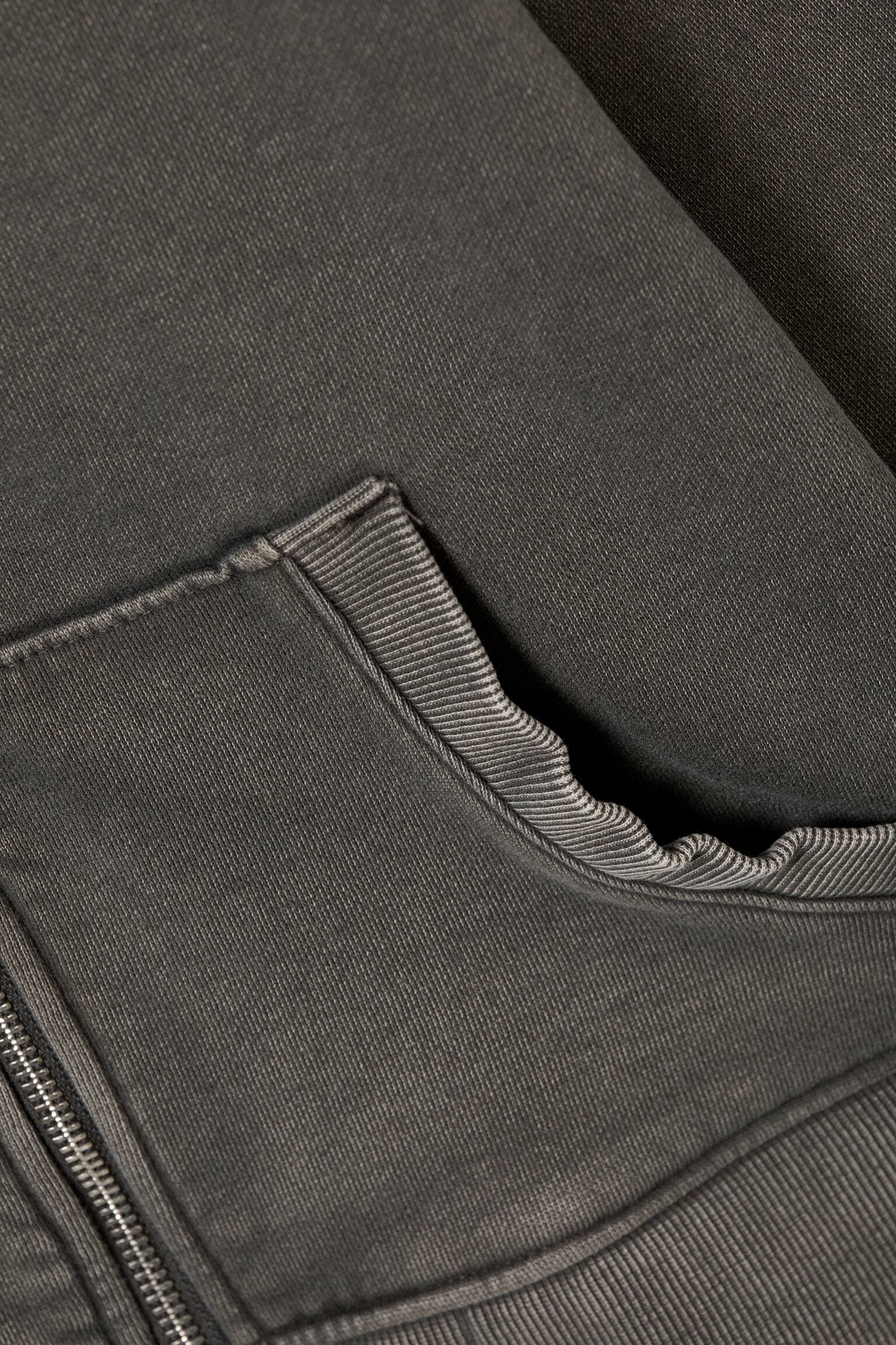 Суитшърт с вталена кройка и цип с висока яка - Изпрано тъмно сиво - 6