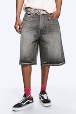 Smokey Black - Dark Black - LOOSER LOW WAIST LOOSE STRAIGHT DENIM SHORTS - 3