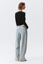 Snow Blue - Hellblau - Ample Low Waist Loose Wide Leg Jeans - 4