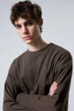 Donkerbruin - Geweldig boxy T-shirt met lange mouwen - 0