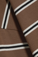 Brown/White Stripe - Long-Sleeved Cotton T-shirt - 4