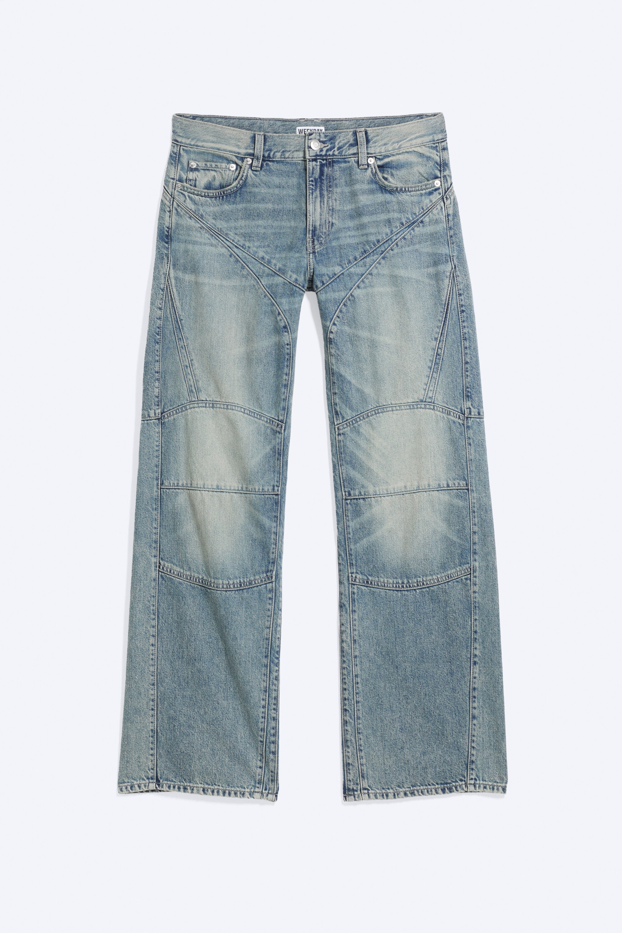 MC Blue - Medium Blue - Low-Rise Regular Straight Biker Jeans - 6