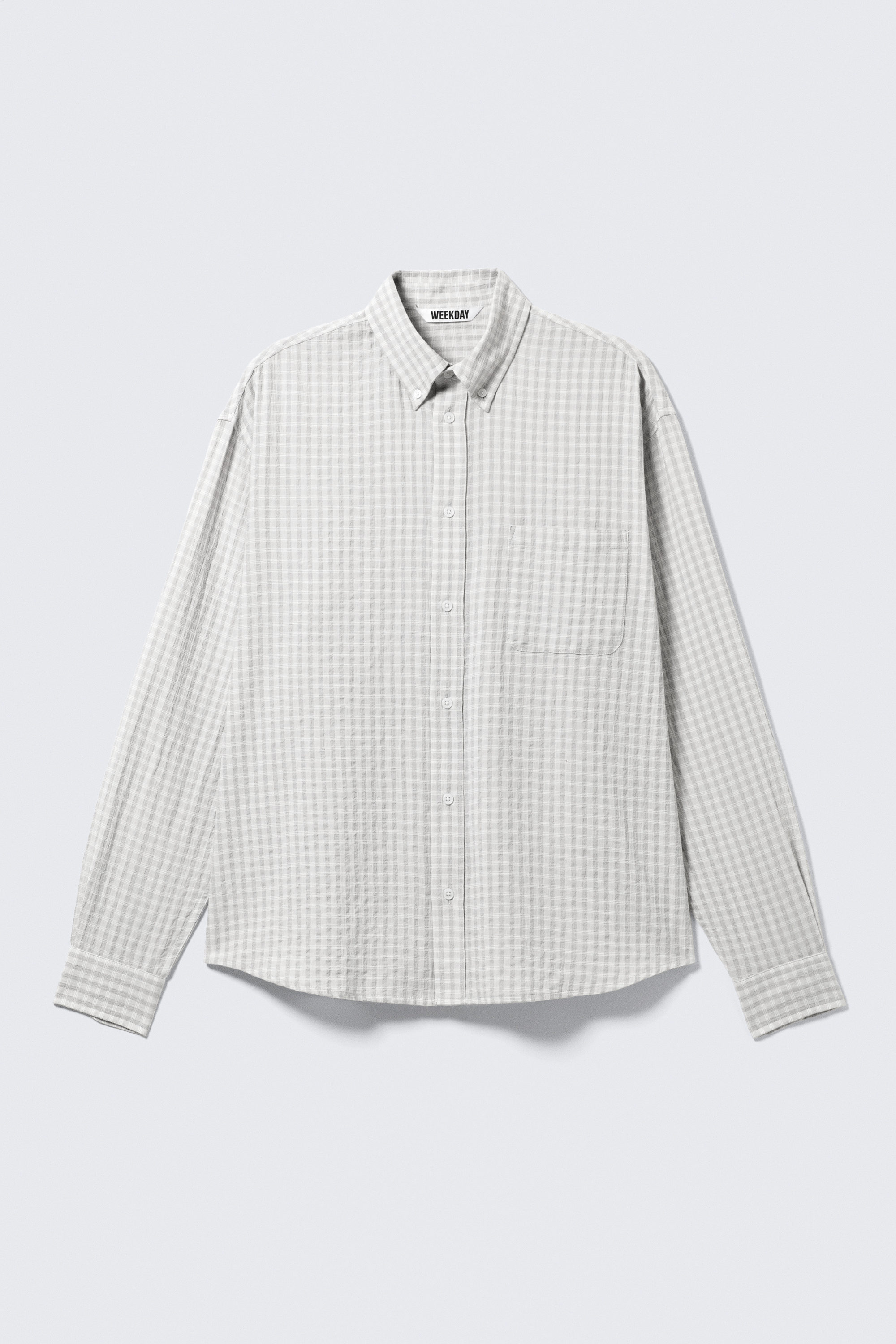 Checked Grey - Loose Structured Button-Down Shirt - 1