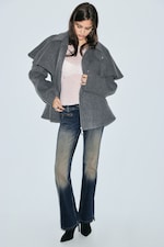 Dark Grey - Wool-Blend Cape-Detail Jacket - 1