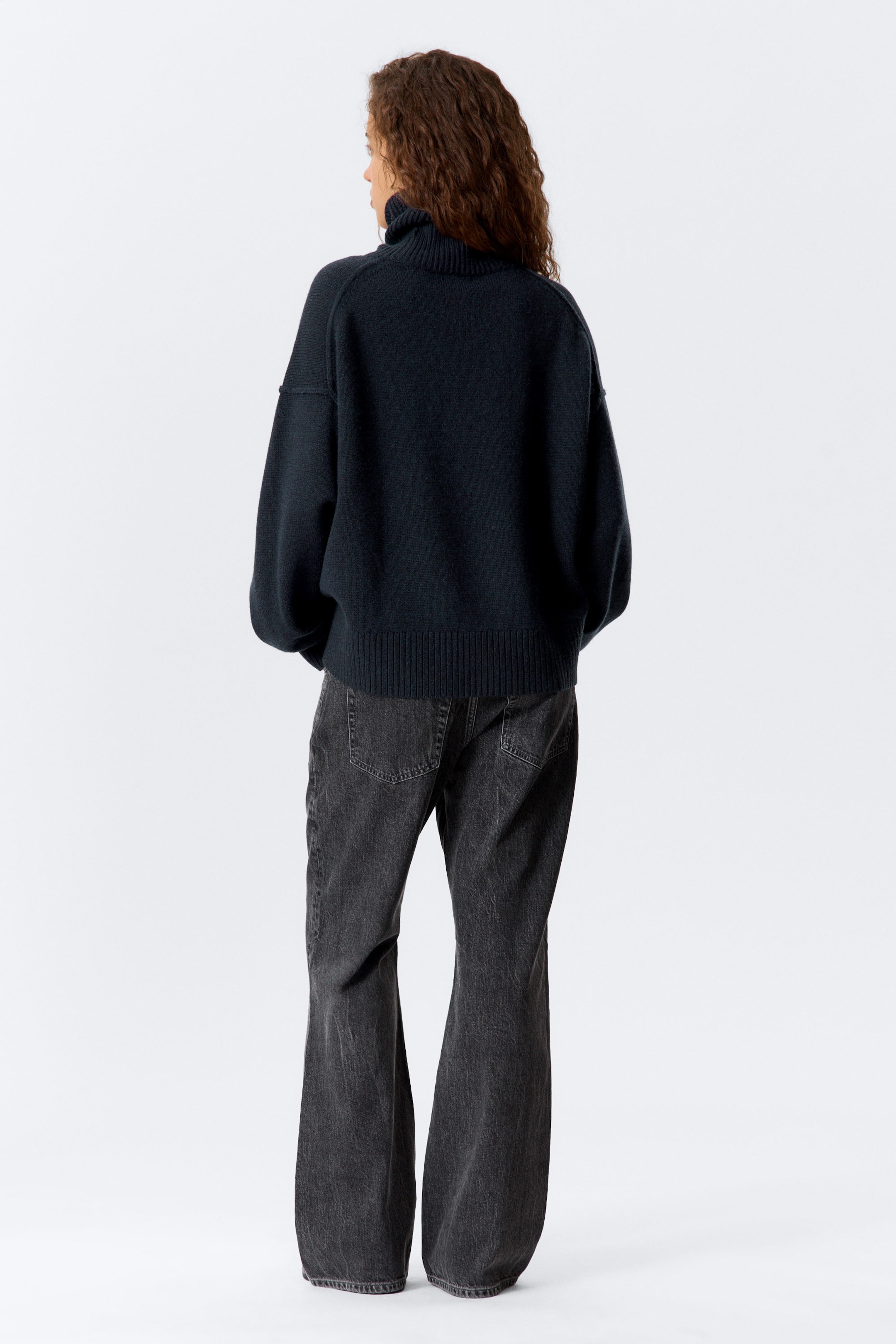 Donker marineblauw - Oversized wollen coltrui - 3