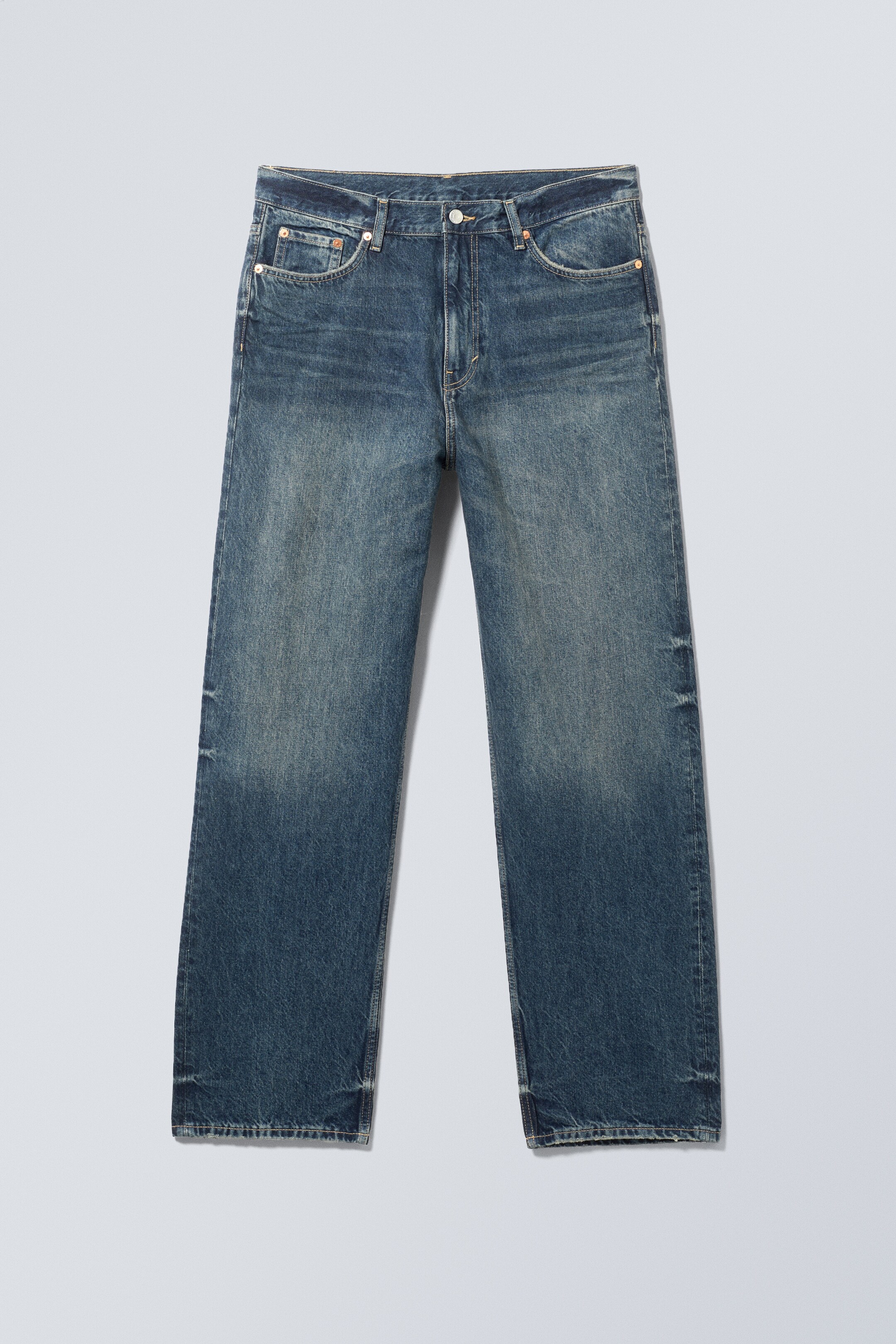 Προβολή μεγαλύτερης εικόνας: Galaxy Loose Straight Leg Jeans - Moss Blue - Men | H&M GR 11