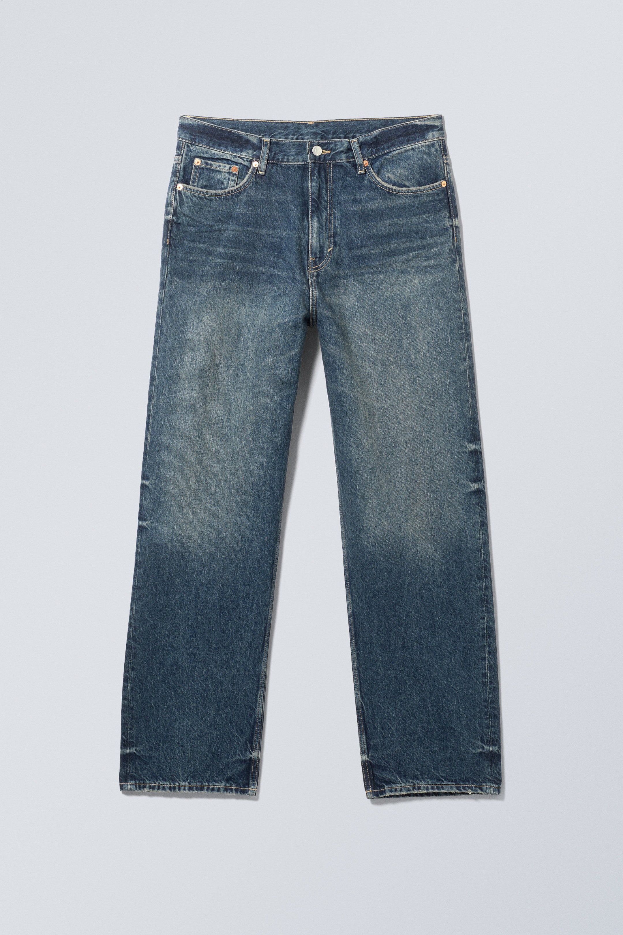 Mos blue - Blauw - Galaxy Mid Rise Loose Straight Jeans - 1