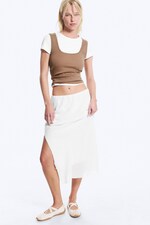 White - Low Rise Midi Skirt - 0