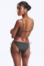 Dark Grey - Strappy Tie Bikini Bottoms - 2