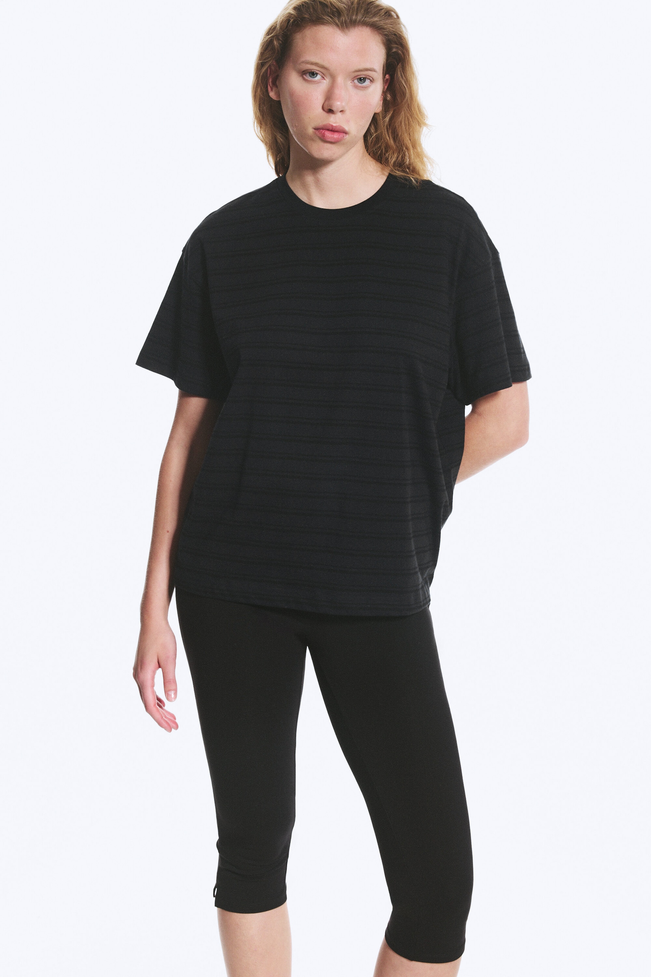 Striped Dark Blue - Relaxed Boxy Cotton T-shirt - 1