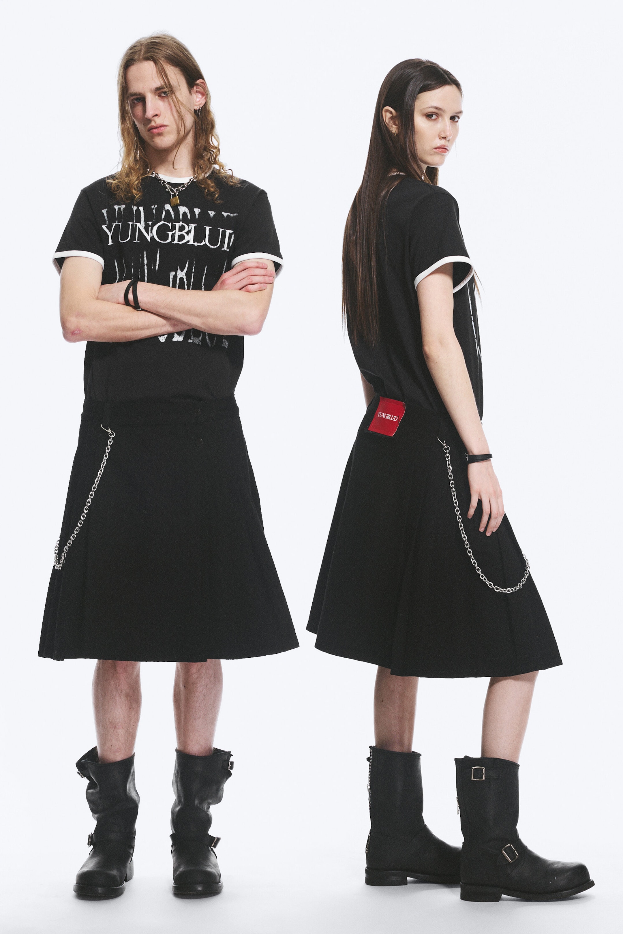Black - Yungblud Mid Rise Denim Kilt - 2