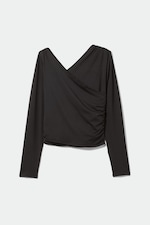 Schwarz - Langarm-Wickelshirt Indy - 0