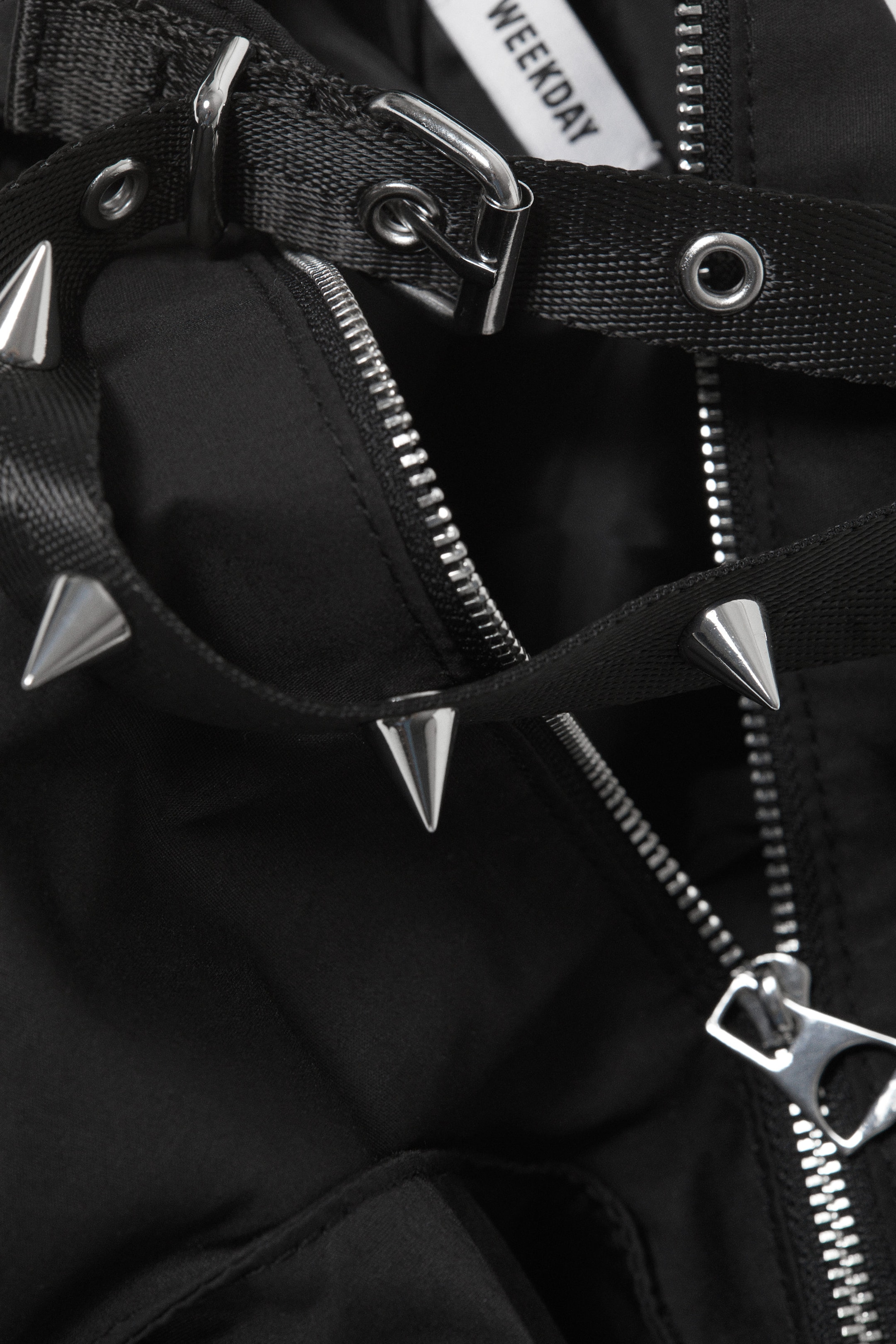 Black - Studded Shoulder Bag - 2