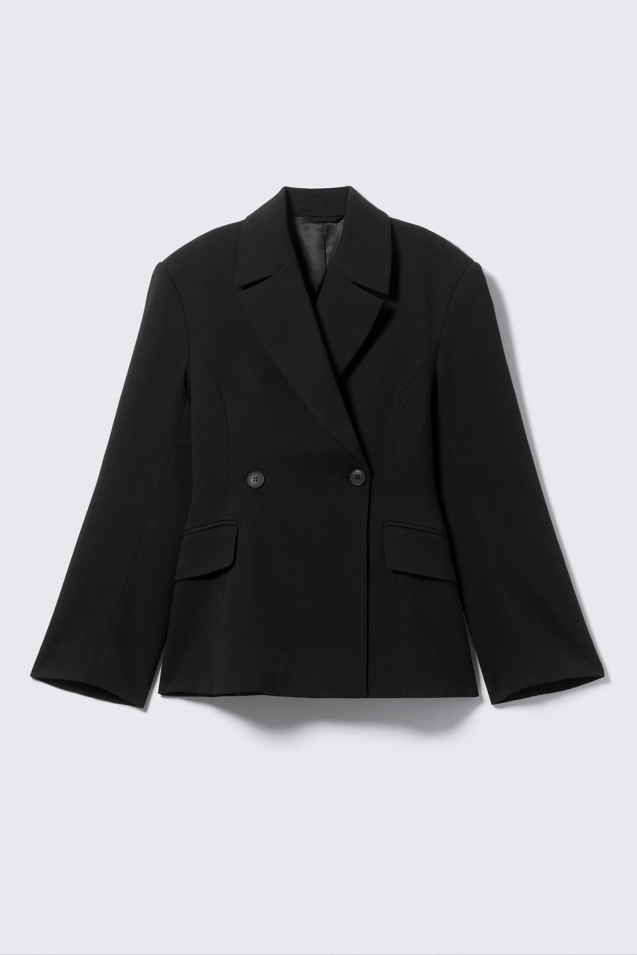 Black - Fitted Double-Breasted Blazer - 6