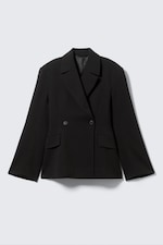 Black - Fitted Double-Breasted Blazer - 6