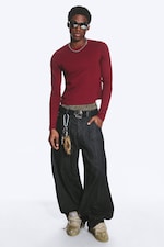 Black Rinse - Black - Dunno Unisex Low Rise Loose Barrel Jeans - 4