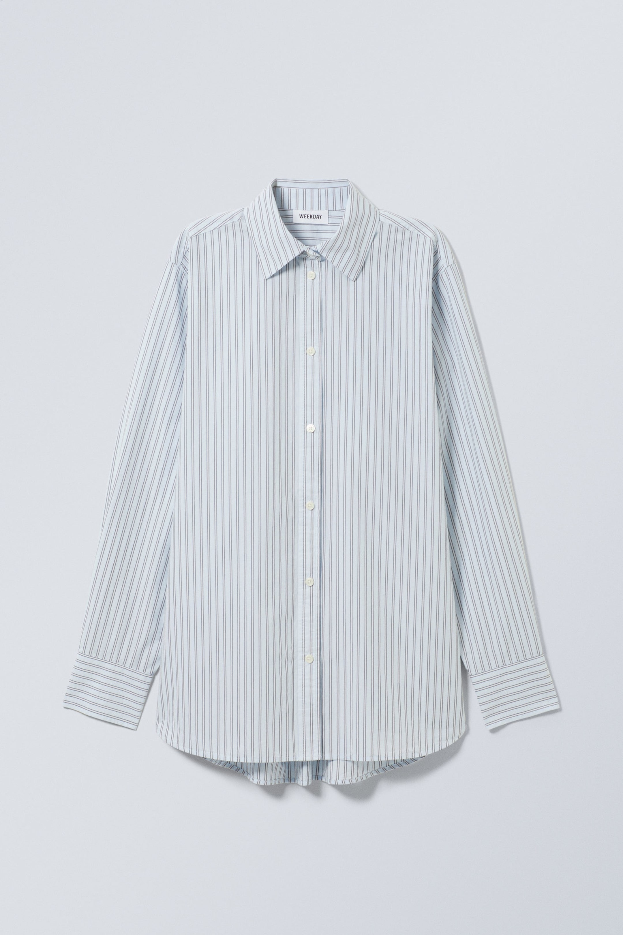 Lichtblauwe streep - Regular fit blouse van poplin - 0