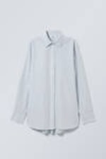 Lichtblauwe streep - Regular fit blouse van poplin - 0
