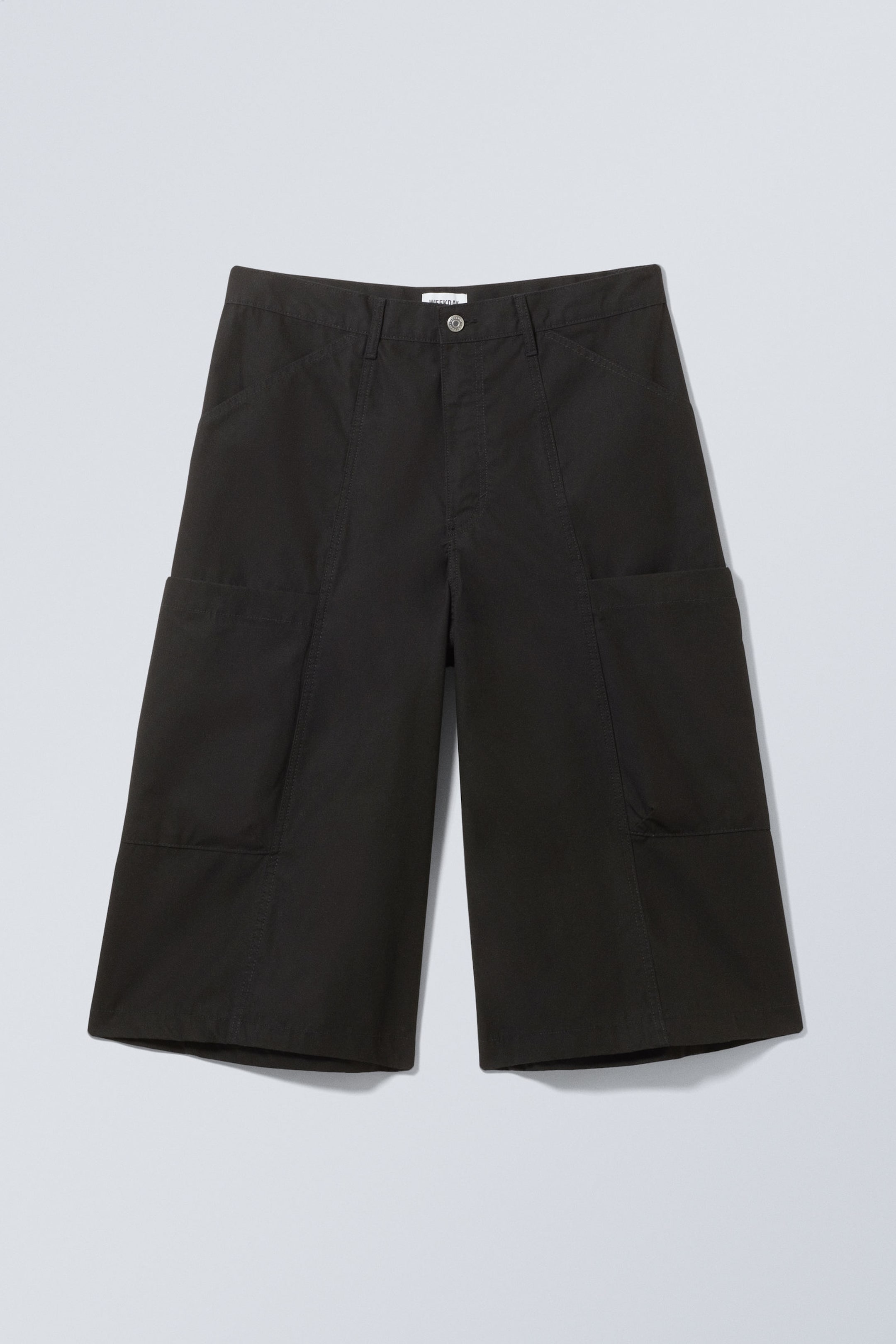 Schwarz - Weite, knöchellange Cargo-Shorts - 0