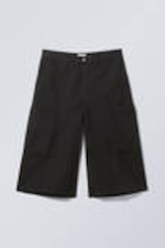 Schwarz - Weite, knöchellange Cargo-Shorts - 0
