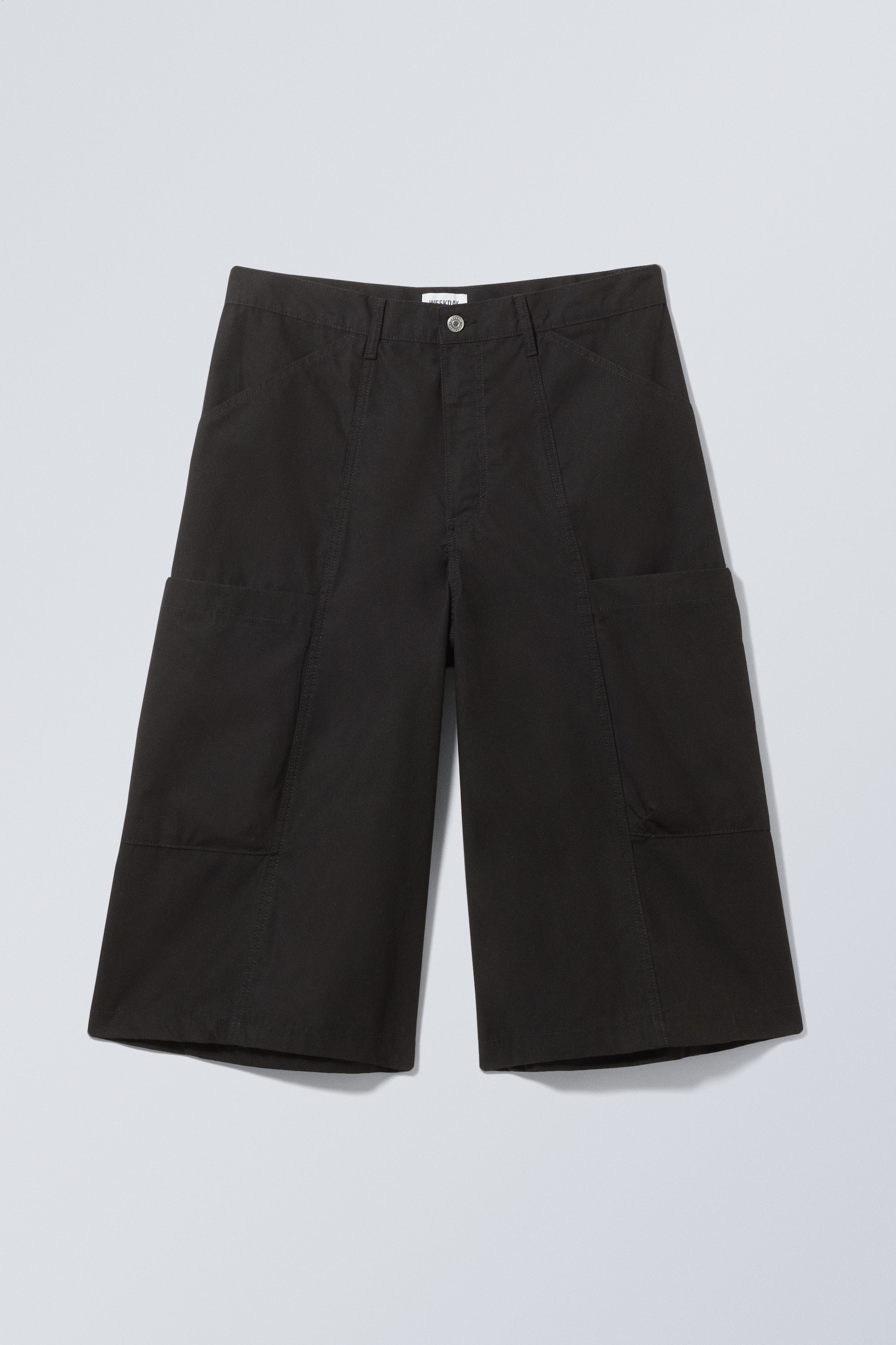 Black - Loose Ankle Length Cargo Shorts - 0
