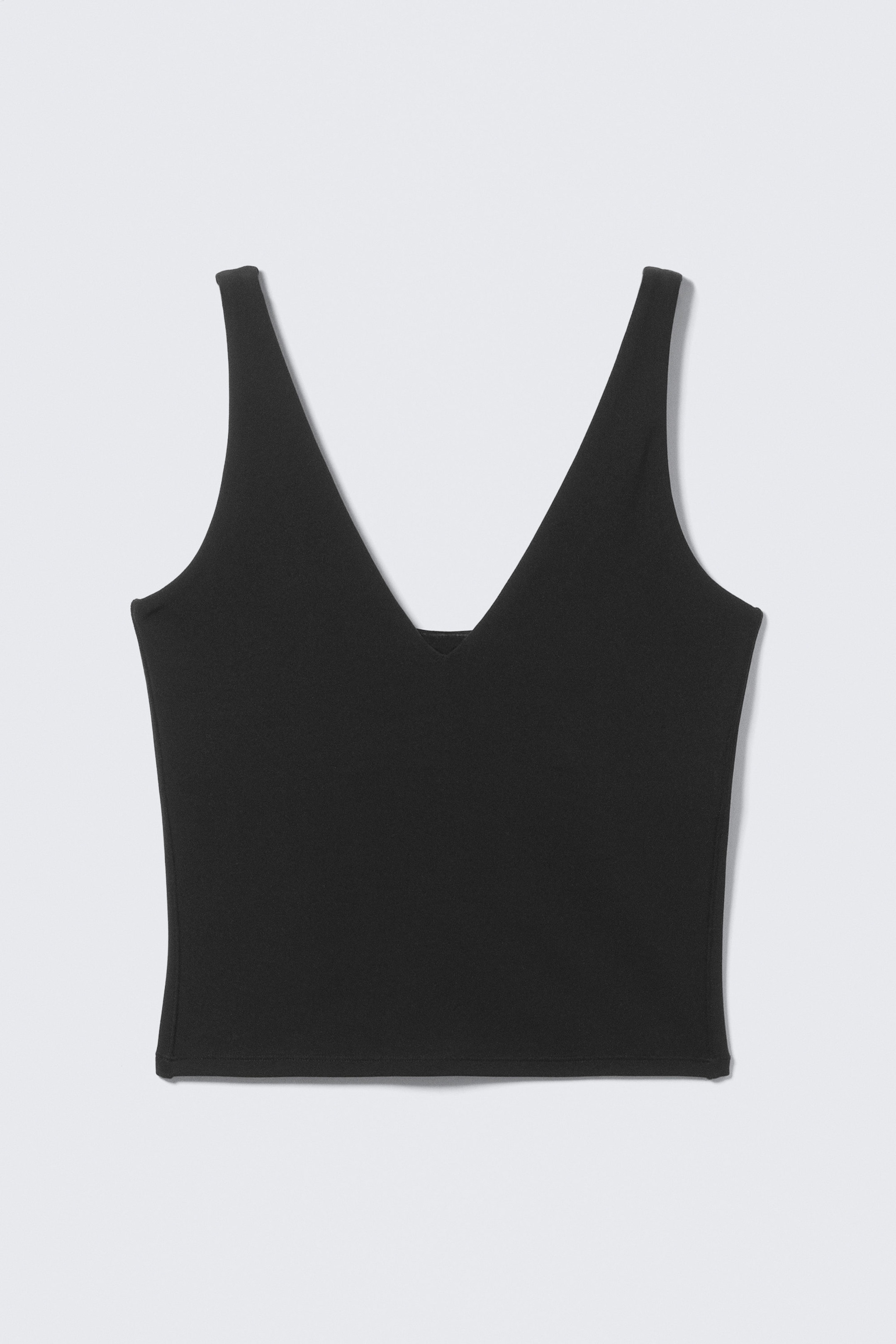 Schwarz - Kurzes Sporttop mit tiefem Ausschnitt - 4