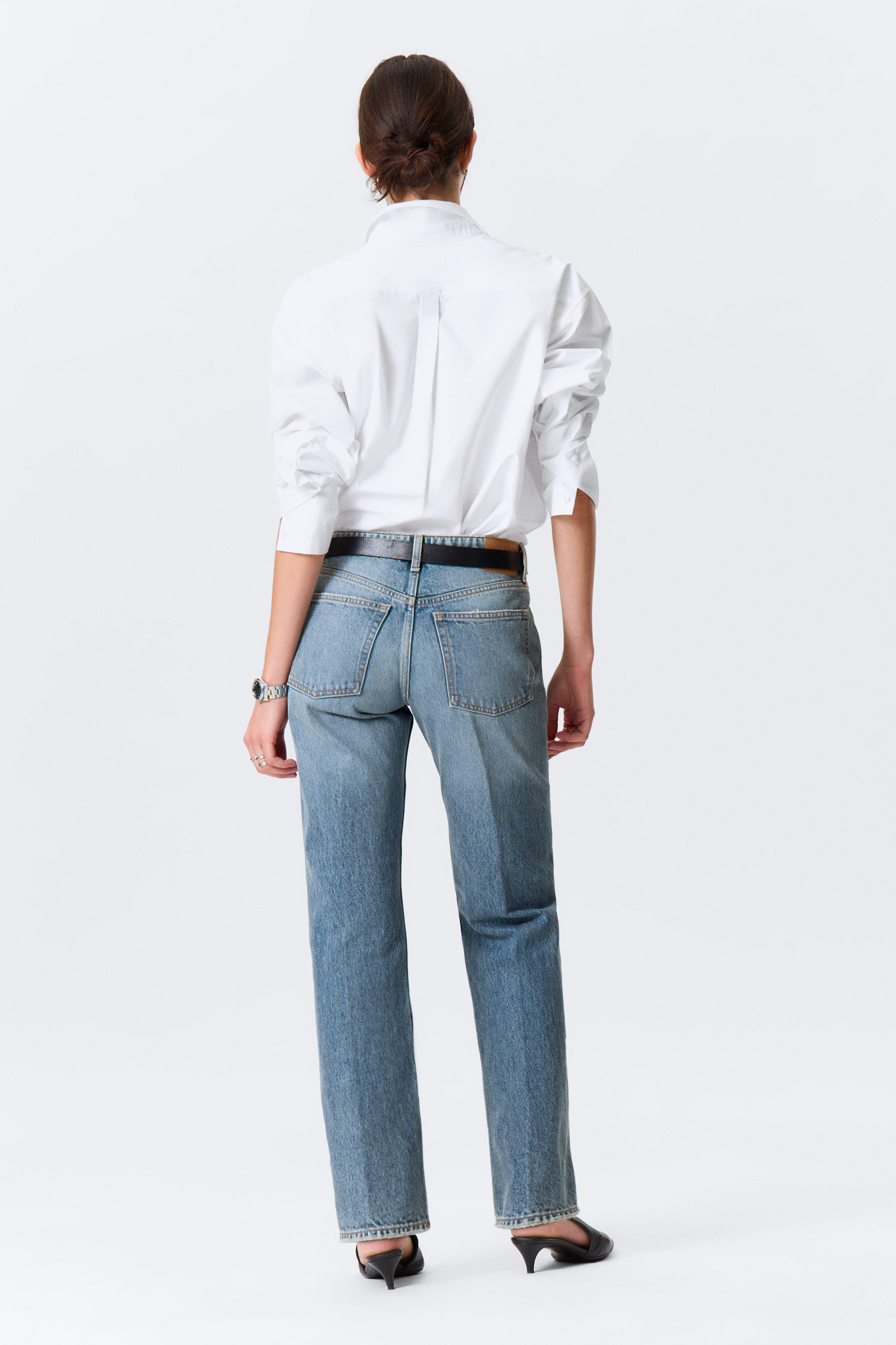 Mid Blue - Medium Blue - Origin Mid Rise Regular Straight Leg Jeans - 5