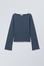 Mörkblå - Annie Boatneck Långärmad Topp - 0