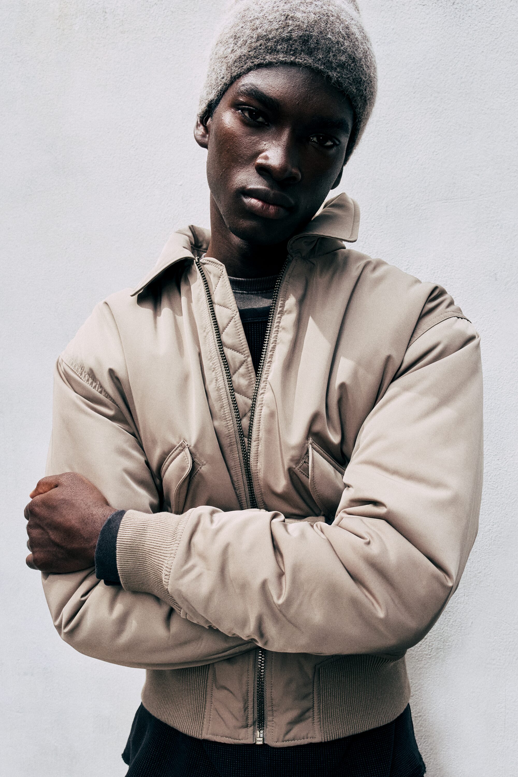 Padded Twill Bomber Jacket - Støvet mole
