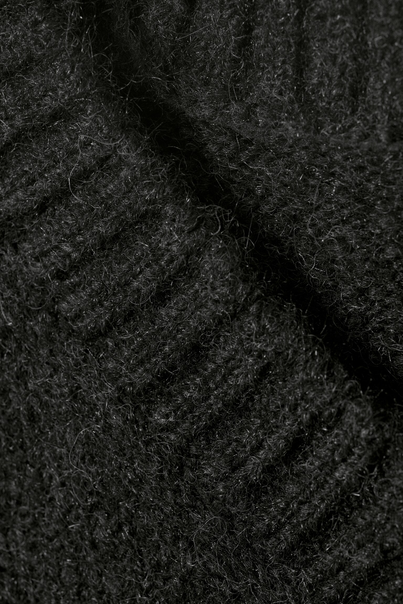 Oversized V-Neck Wool Blend Sweater - Black/Dark Green - 5