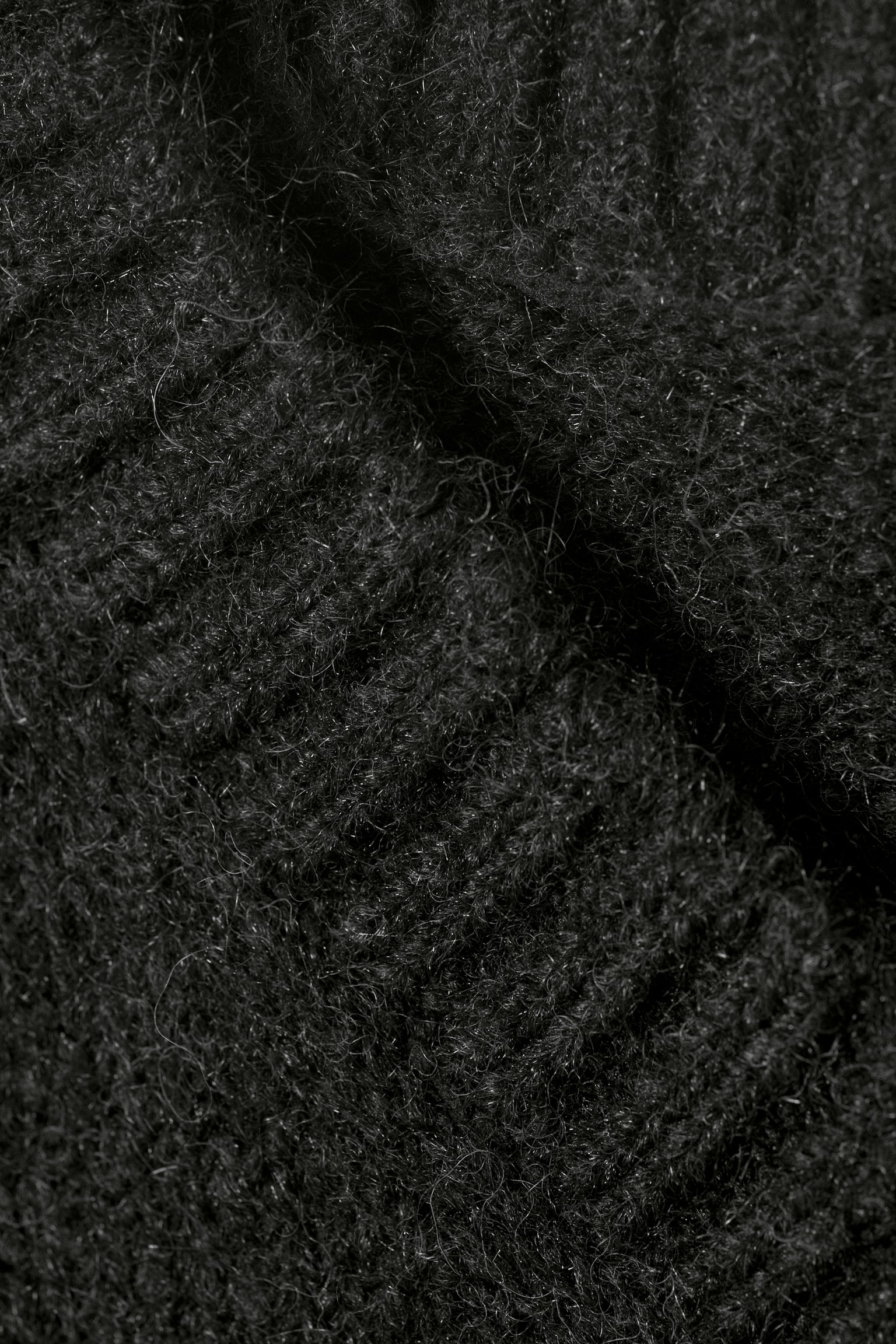 Oversized V-Neck Wool Blend Sweater - Black/Dark Green - 3