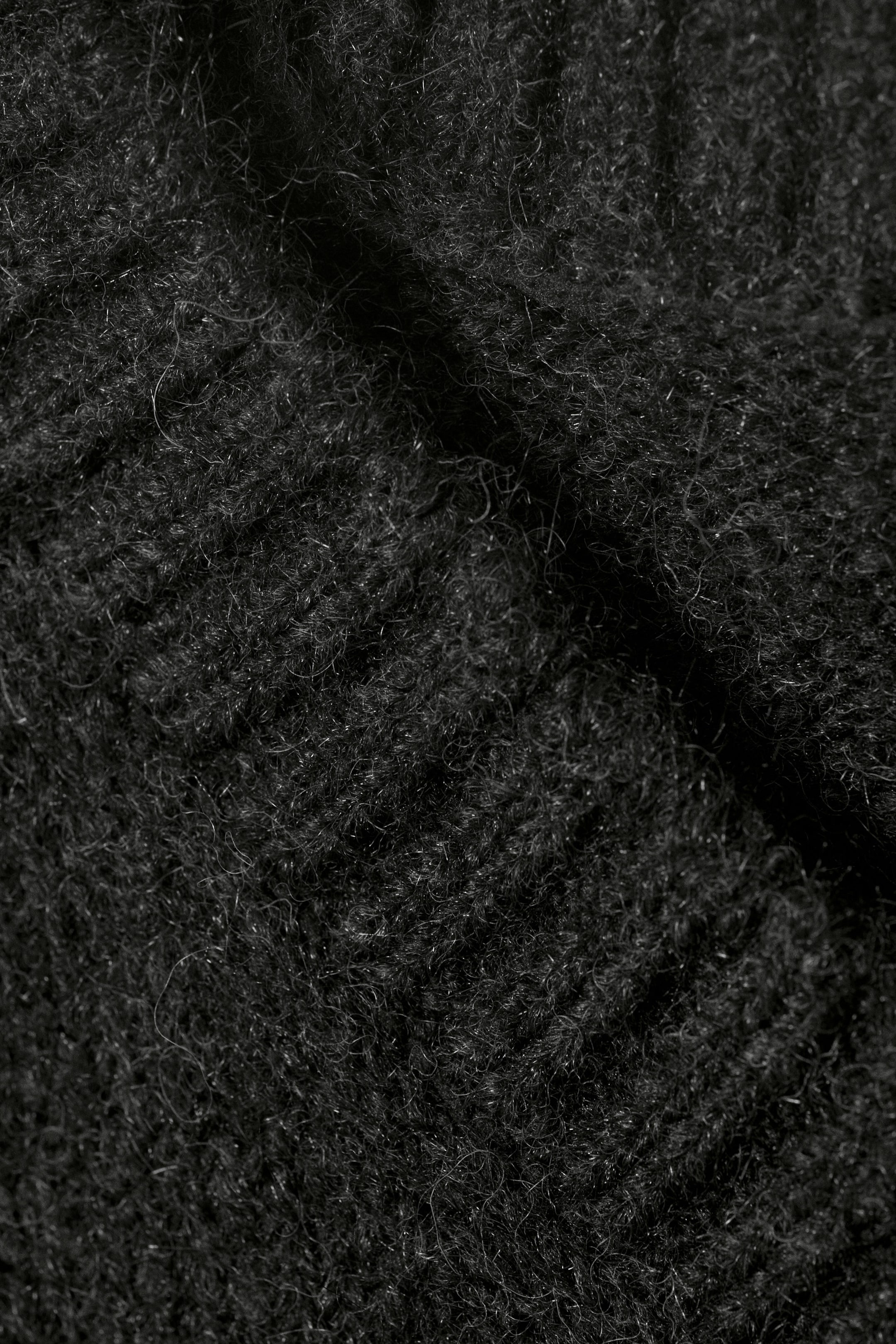 Black - Oversized V-Neck Wool Blend Sweater - 1