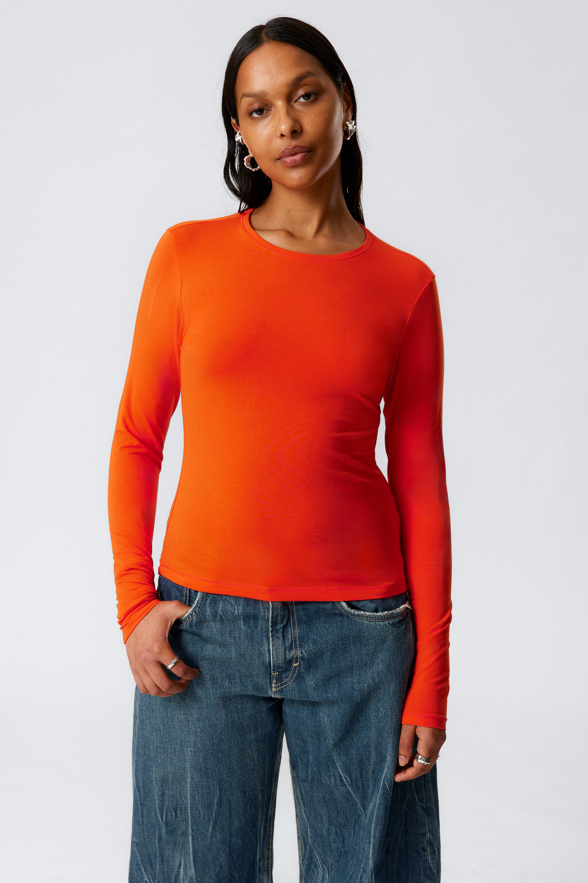 Bright Orange - Slim Fitted Long Sleeve - 1